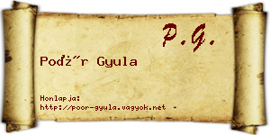 Poór Gyula névjegykártya